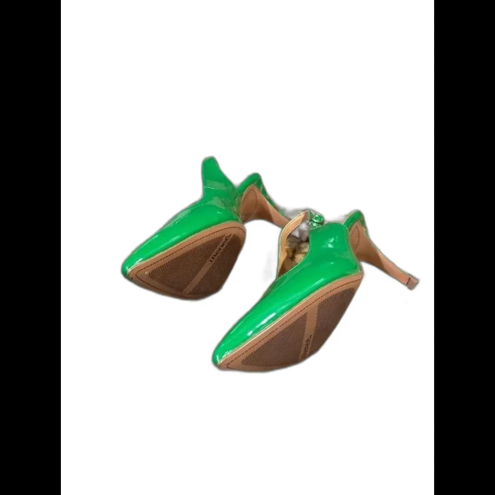 J. Renee Green Patent Slingback Pumps - Size 9M - Gold Stripe Heel - NWOT